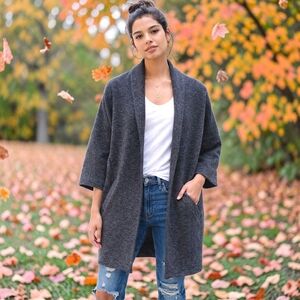 Silence & Noise Cocoon M/L Jacket Coat Cardigan Tweed Quiet Luxury Capsule Prep
